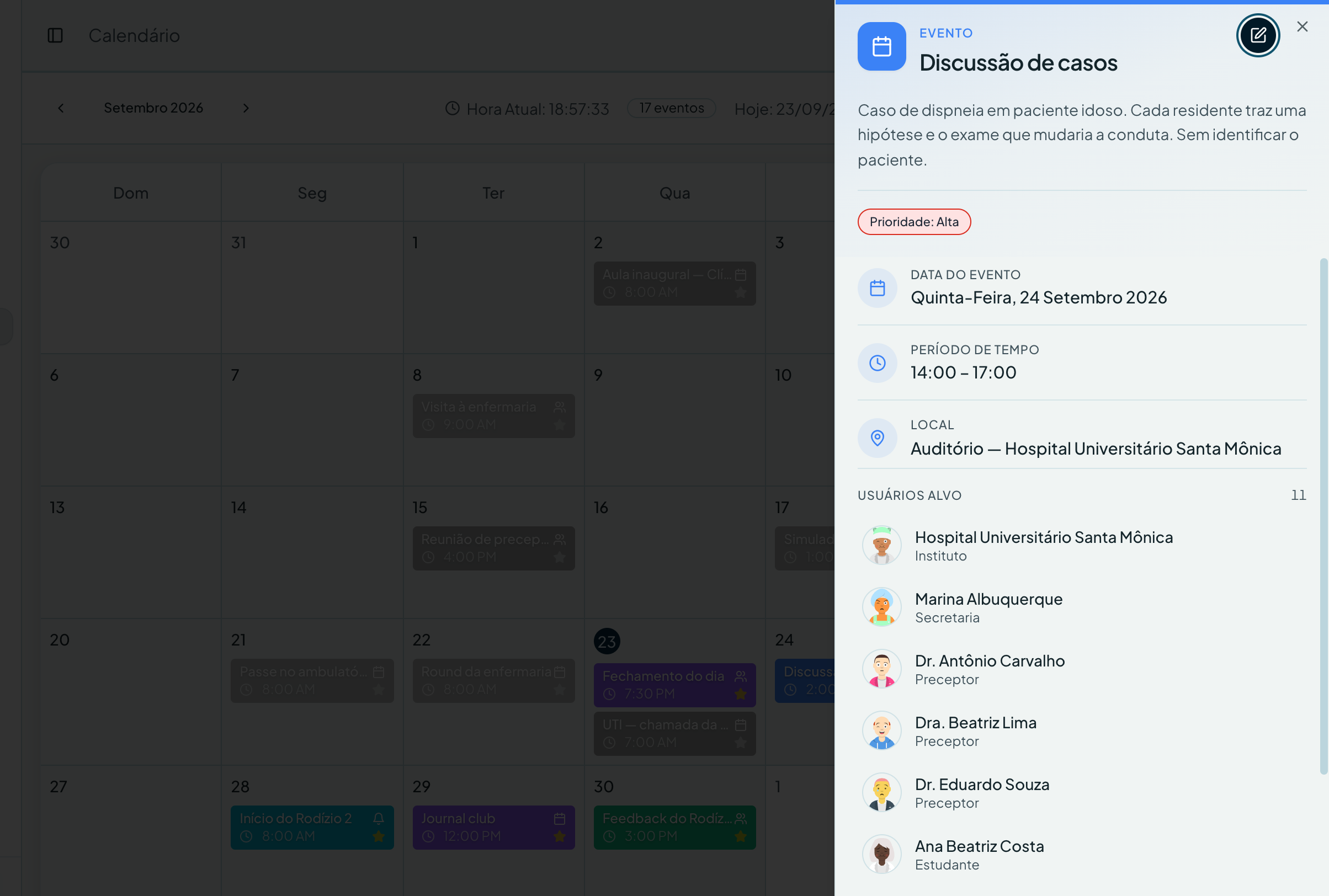 O que um evento guarda — Calendário no sistema de gestão ResiGo