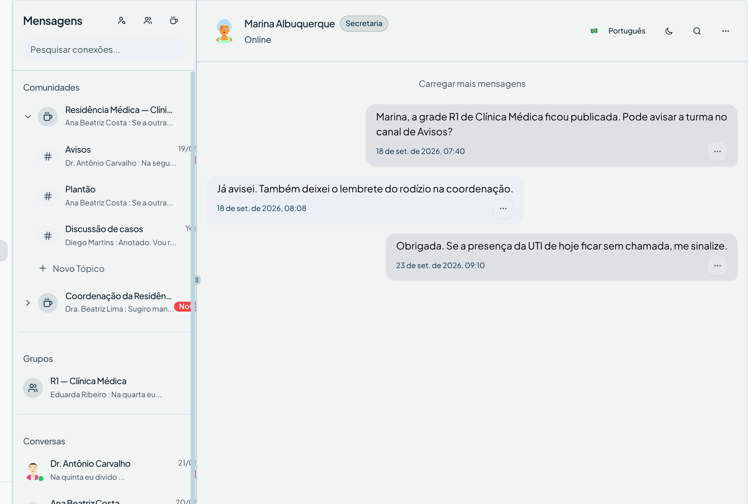 A conversa direta — Mensagens no sistema de gestão ResiGo