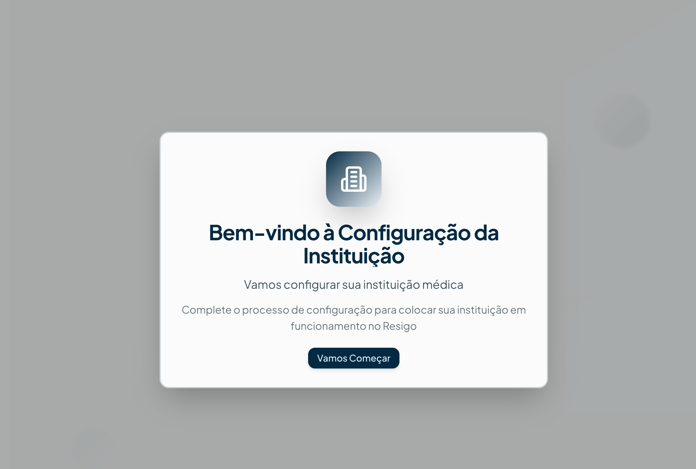 Tela de boas-vindas — Primeiros passos no sistema de gestão ResiGo
